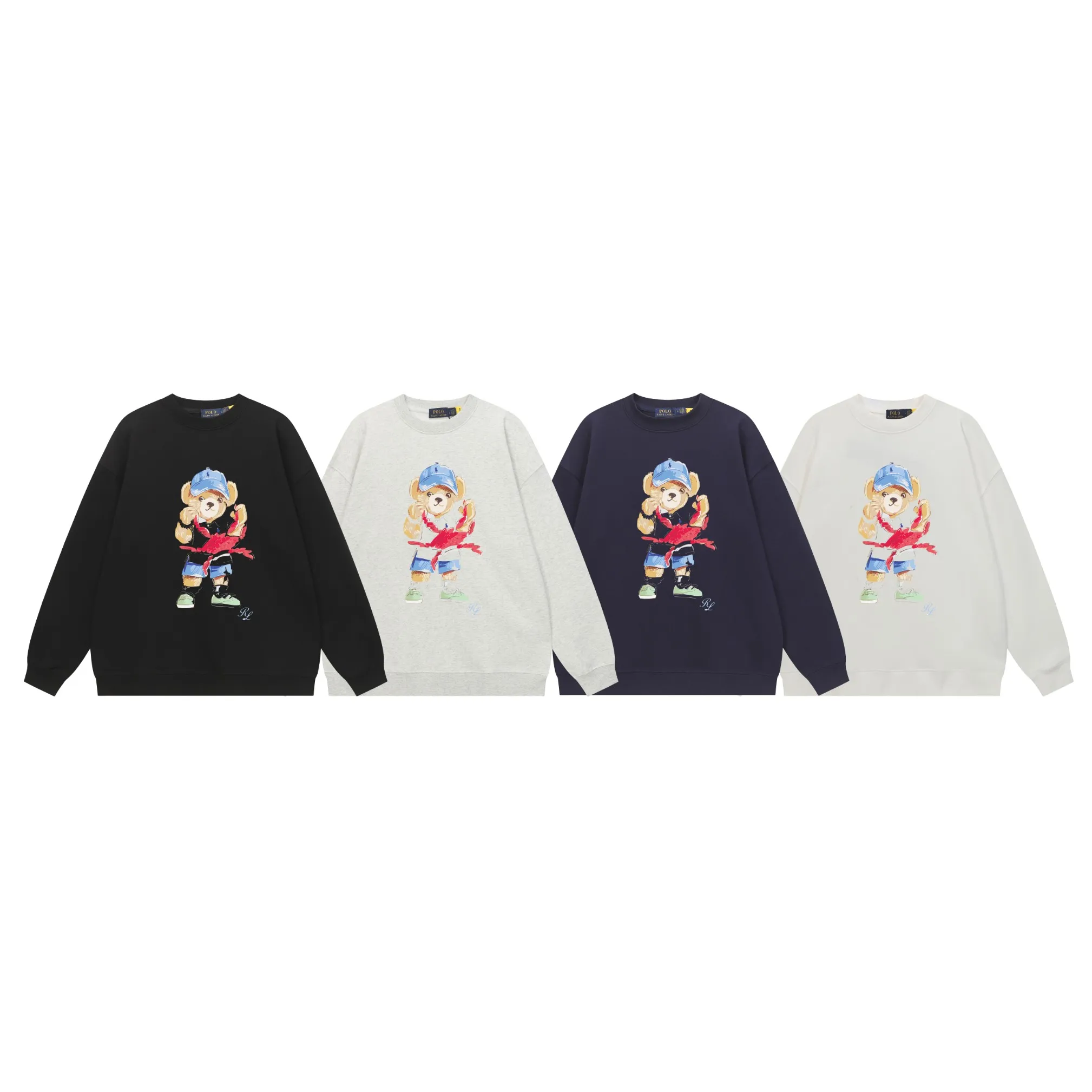 P200 Long-term stock] RalphLauren/Ralph Lauren 2025 autumn and winter new bear letter print 420g heavy large terry sweatshirt Ralph Lauren's age-reducing item, the coat fabric is made of 85% cotton ➕15% polyester, which not only retains the softness, comfort and breathability of cotton, but also adds the wear resistance and wrinkle resistance of polyester fiber, making the clothes more durable and easy to care for. Even in slightly cooler weather, you won't feel stuffy when wearing it. This kind of fabric has a natural crisp feel and is not easy to pill or deform. The bear on the chest is printed with English letters. It is full of color, full of three-dimensionality, and lifelike, adding a bit of liveliness and interest to the whole sweatshirt. There is no pressure to dress, regardless of age or gender. Complete accessories! Color: black, white, navy blue, light floral gray Size: M-L-XL-XXL